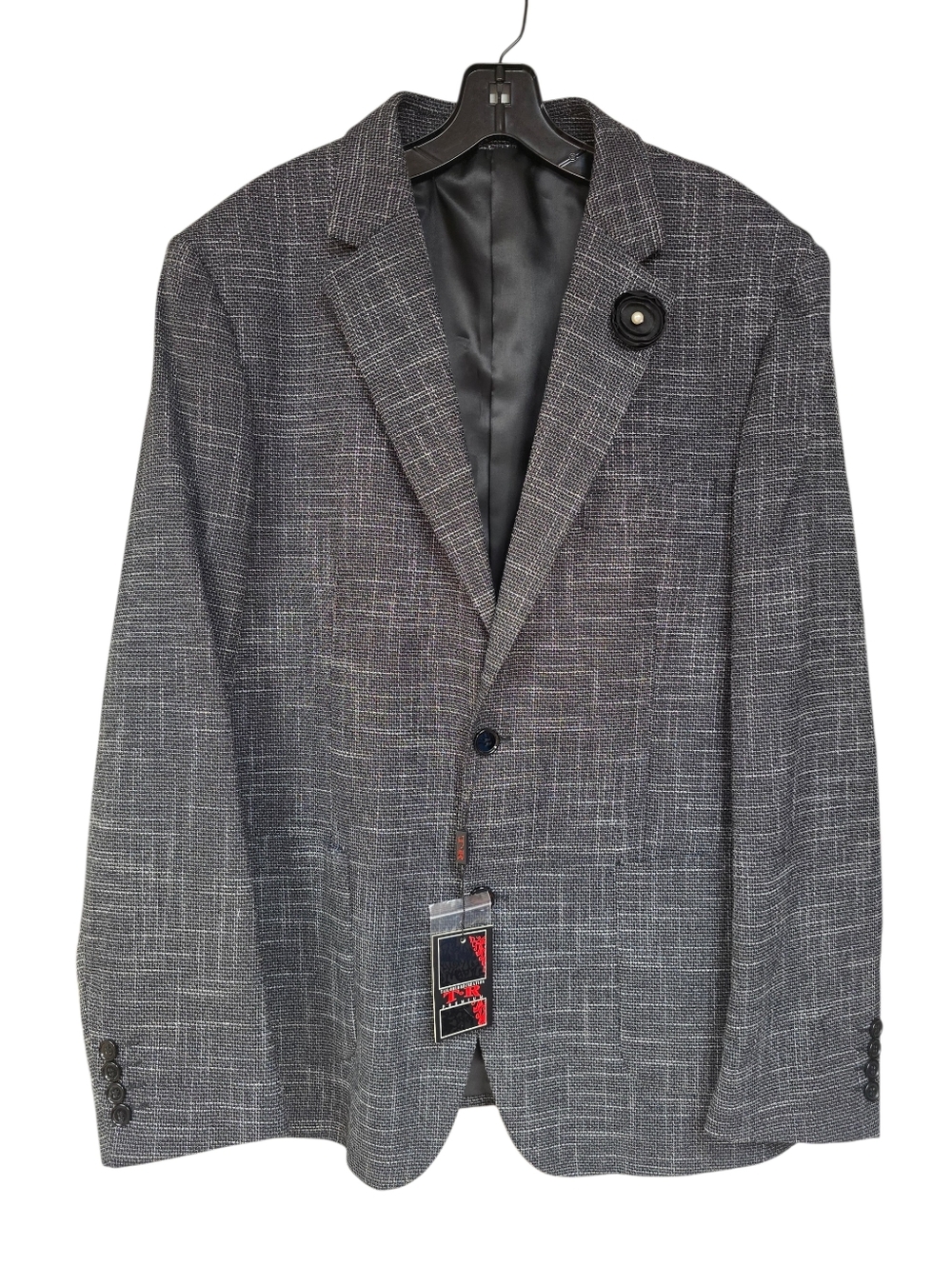 Men's Black & White Textured Suit Jacket